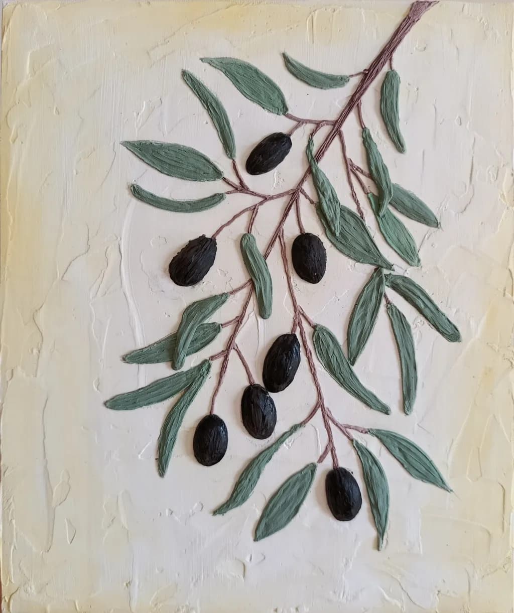Olive Branch Serenity: A Textured Embrace of Nature's Bounty