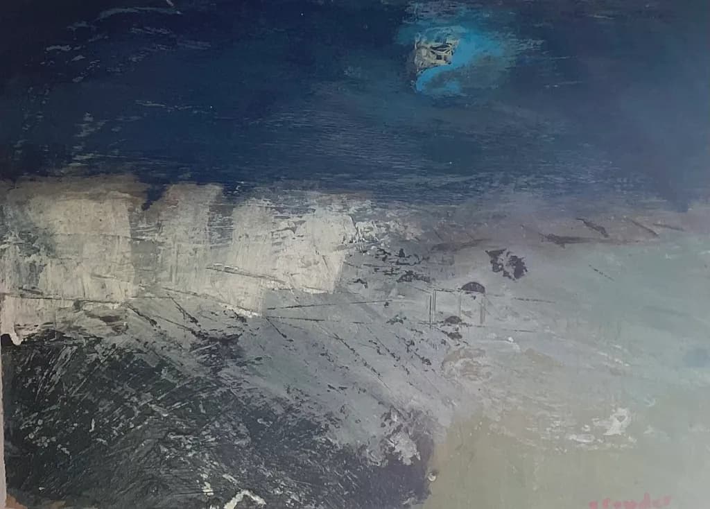 Whispers of the Night: An Abstract Landscape in Blue and Texture