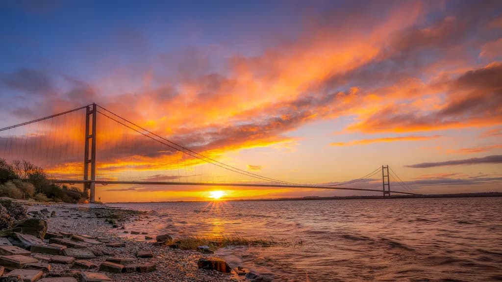 First Light at the Humber Bridge