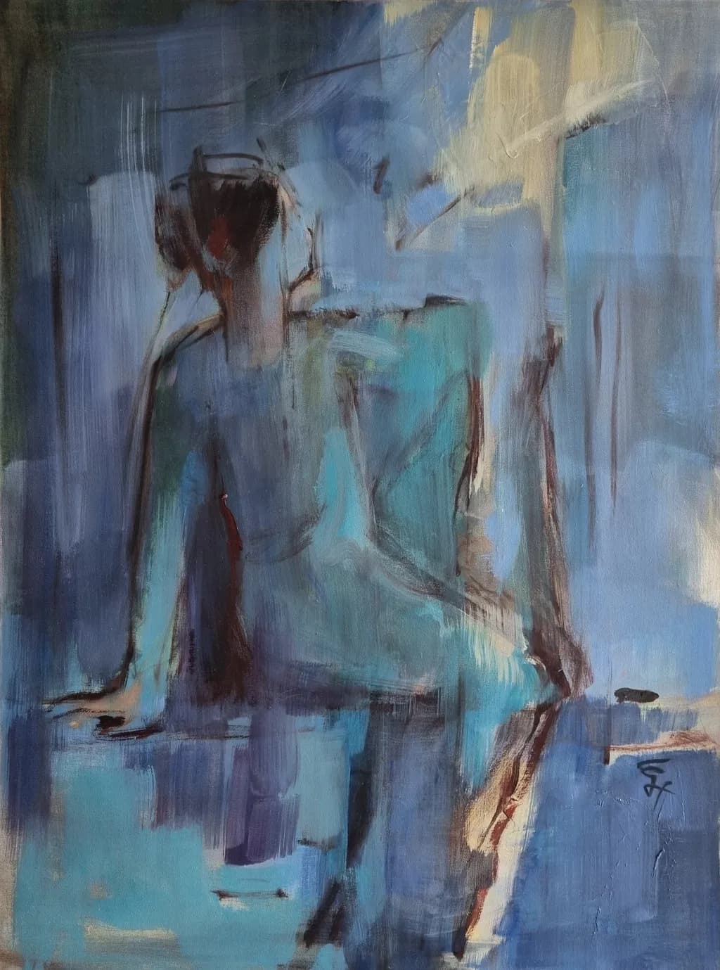 Whispers of Blue: An Abstract Exploration of Form and Emotion
