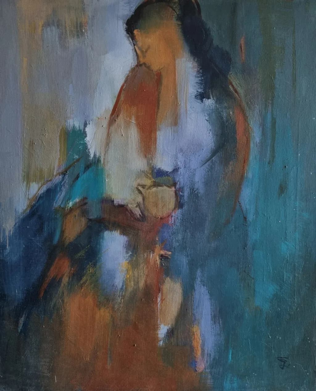 Whispers of Connection: An Abstract Embrace in Colorful Hues