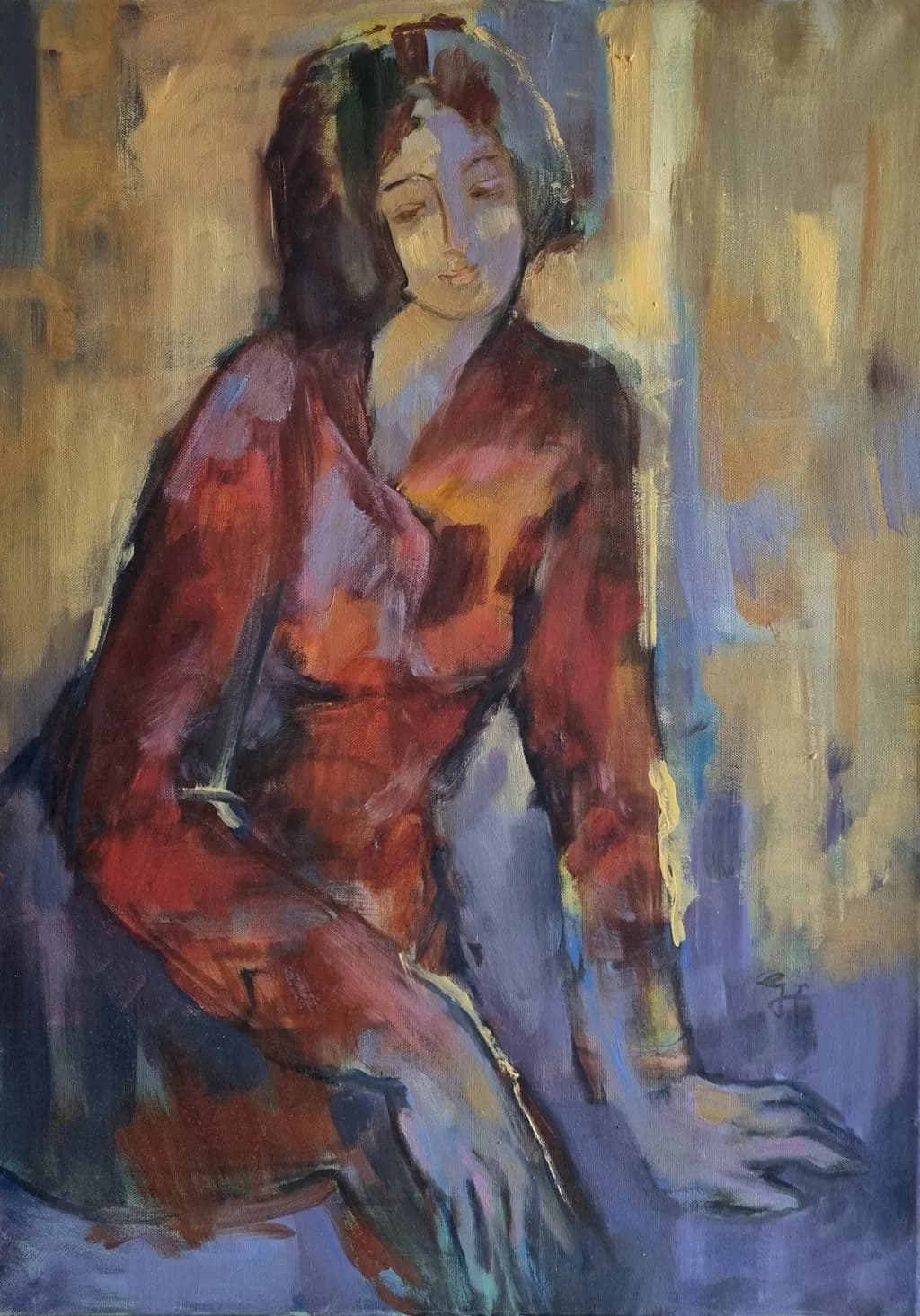 Whispers of Color: A Contemplative Portrait in Abstract Hues