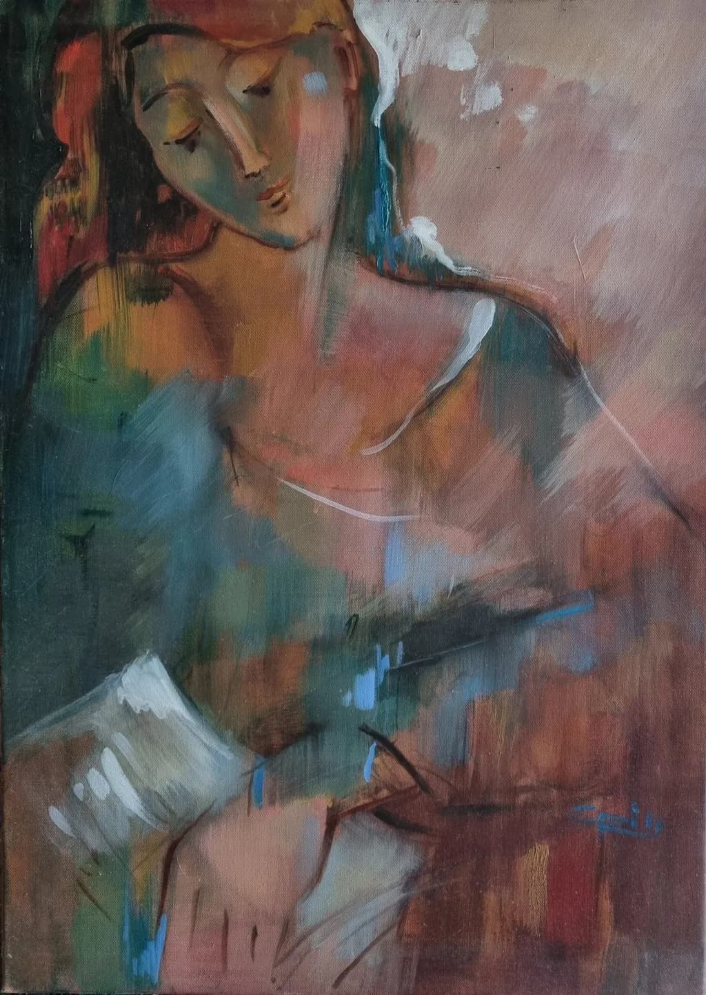 Whispers of Serenity: A Dreamlike Portrait in Colorful Abstraction