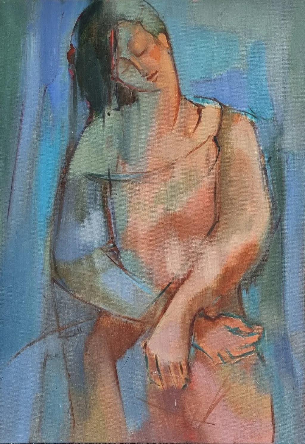 Whispers of Serenity: A Contemplative Figure in Soft Hues