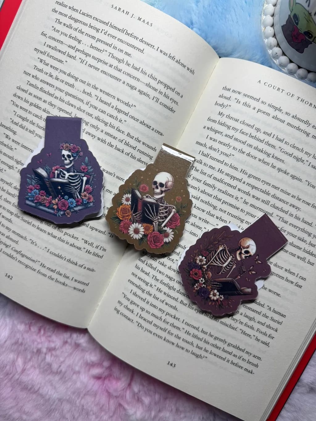 Whimsical Skeleton Bookmarks: Cozy Floral Companions for Your Reading Adventures