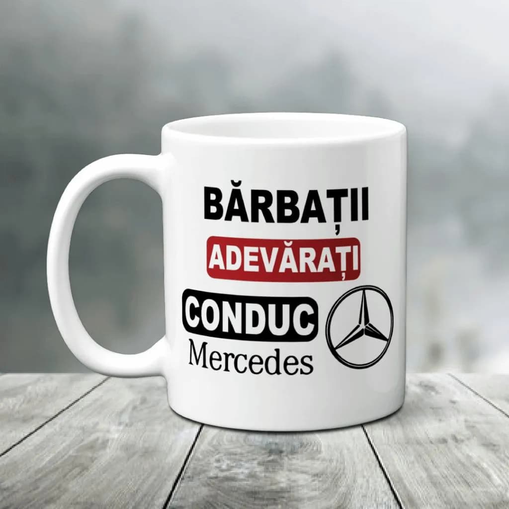 True Men Drive Mercedes: A Humorous Coffee Mug Design