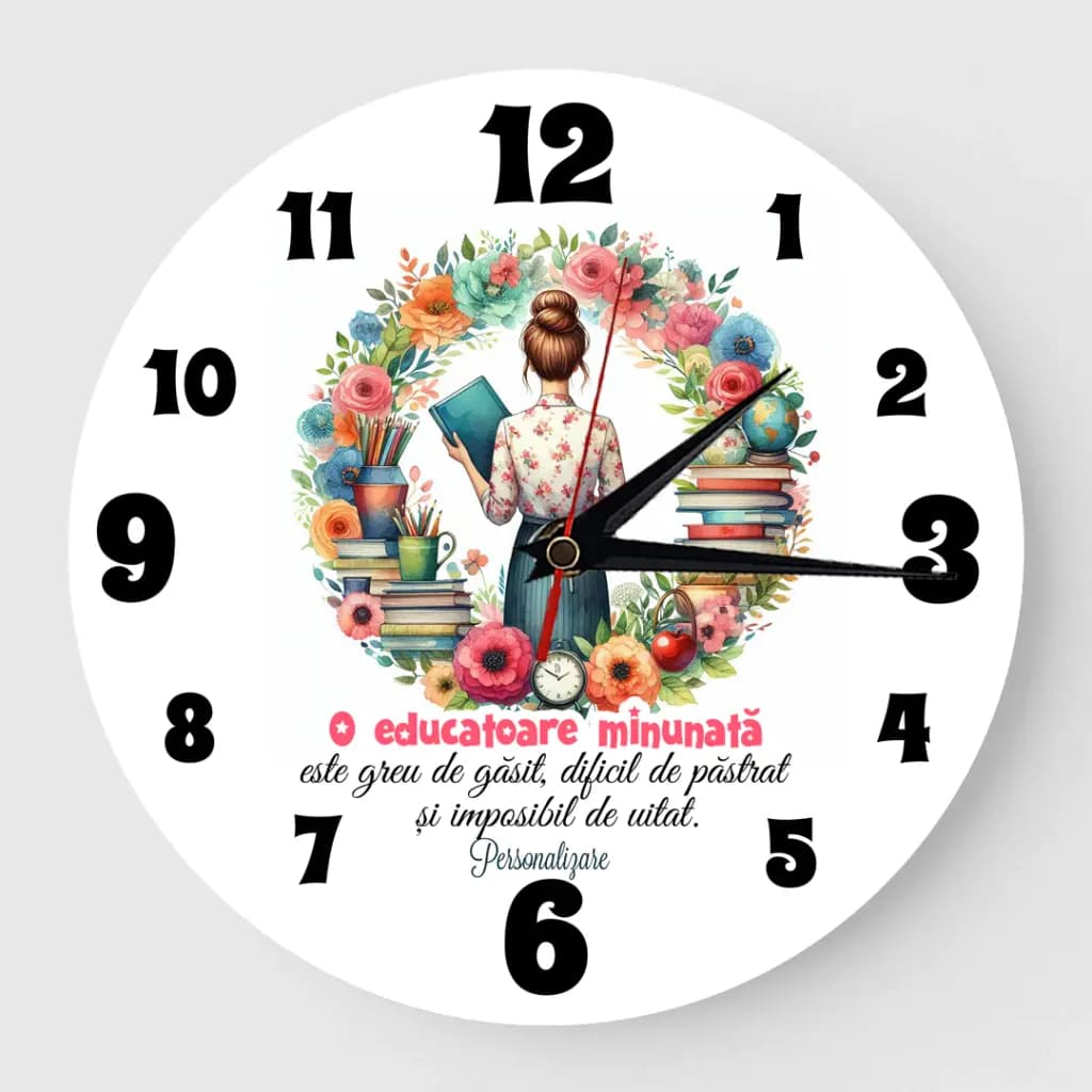 Whimsical Timekeeper: Celebrating the Heart of Education with Floral Elegance