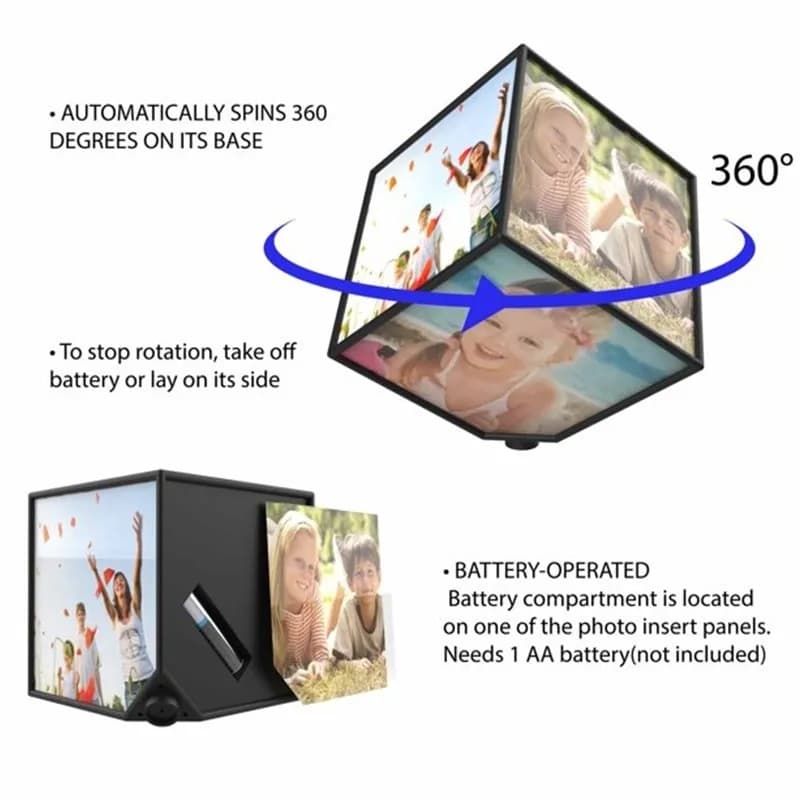 Whimsical Memories: A 360-Degree Spinning Photo Cube for Cherished Moments