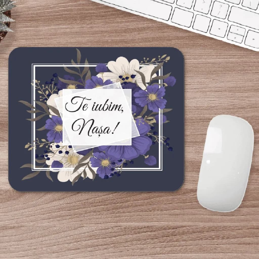 Floral Elegance: Personalized Mousepad with Heartfelt Typography
