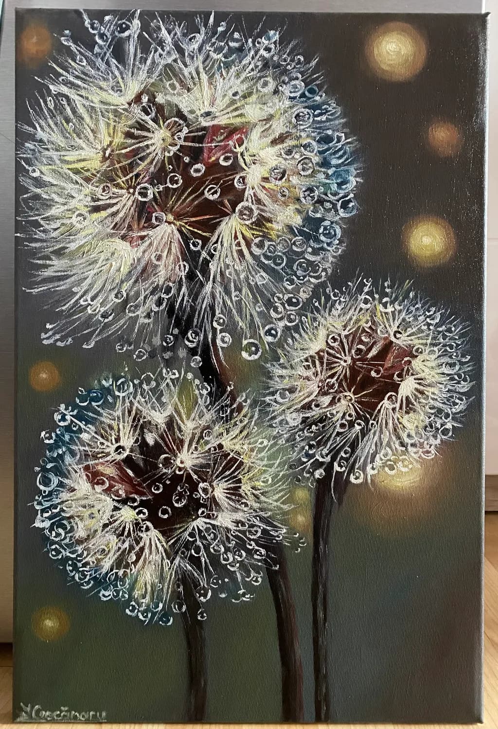 Whimsical Dandelion Dreams: A Textured Dance of Light and Flora