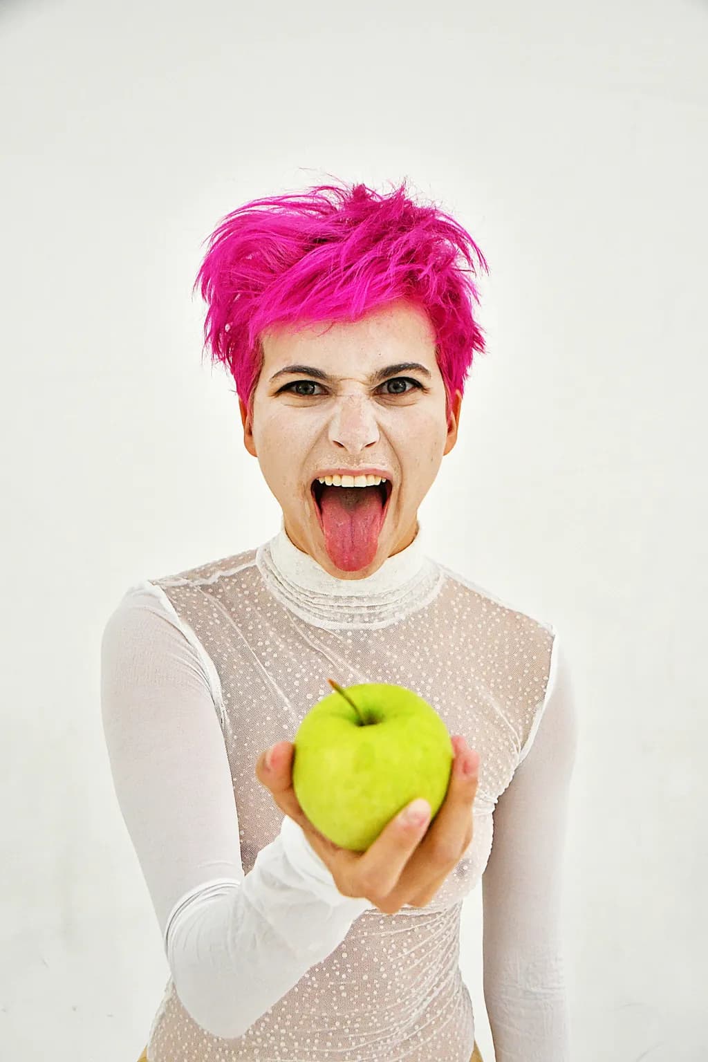 Vibrant Rebellion: A Bold Expression of Individuality with a Green Apple