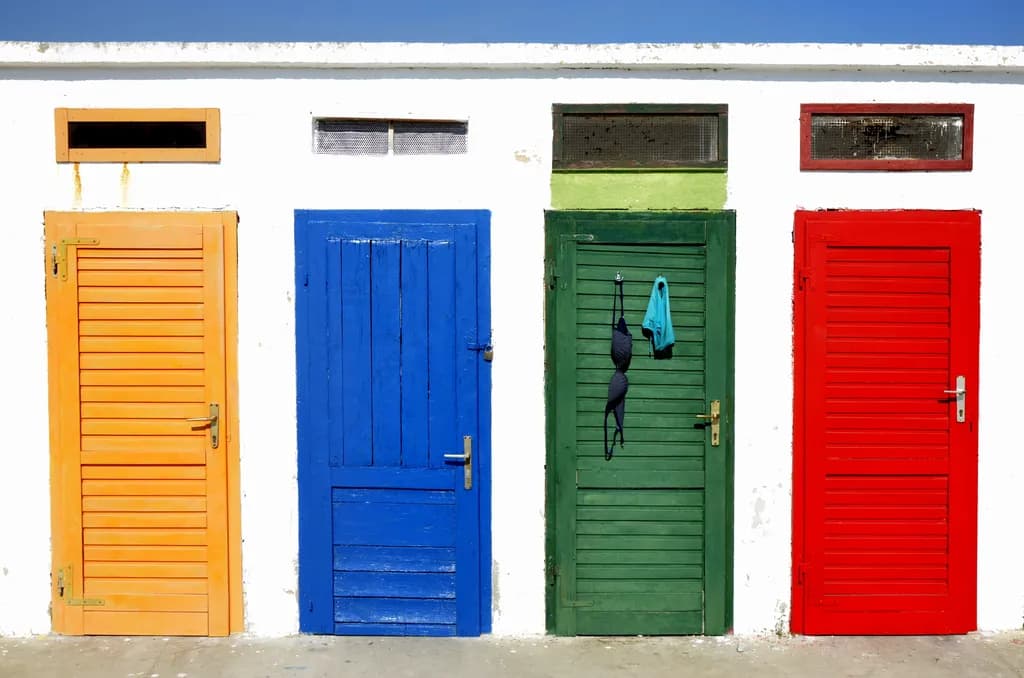 Colorful Doors of Summer: A Vibrant Escape into Coastal Charm