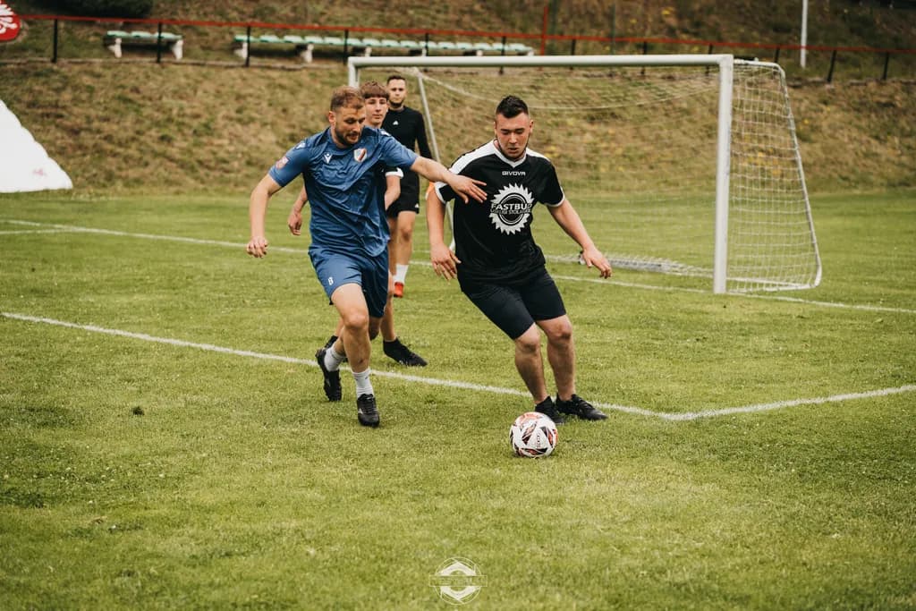 Dynamic Duel on the Field: A Moment of Soccer Intensity