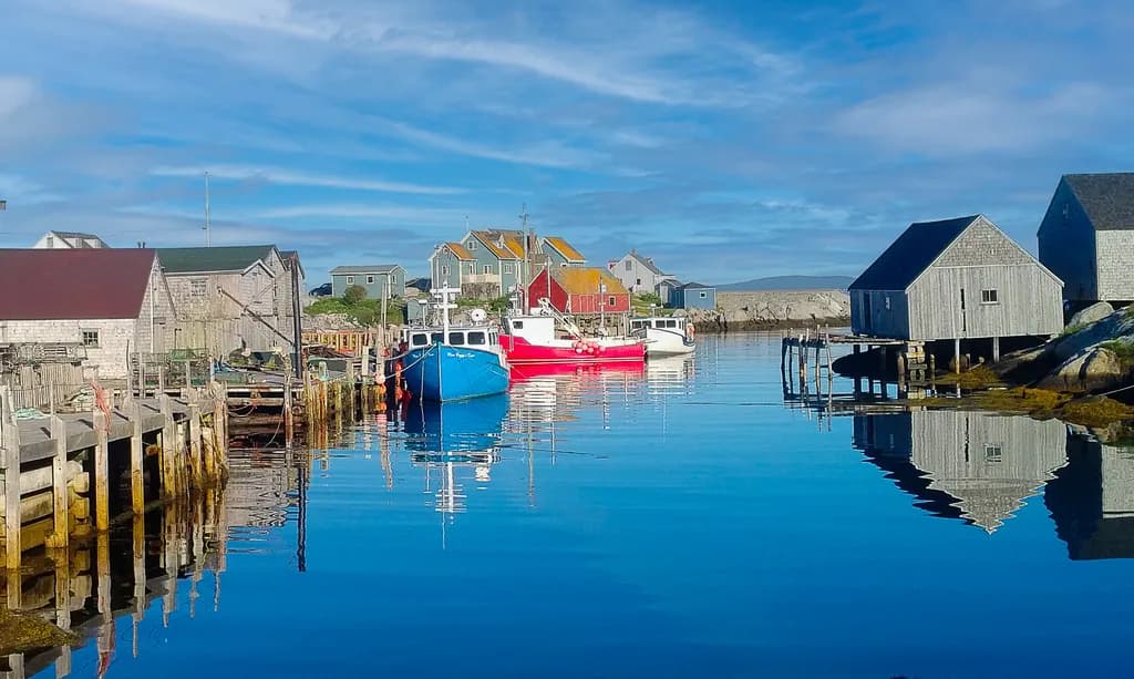 Harbor Reflections: A Serene Dance of Boats and Buildings Under the Sky