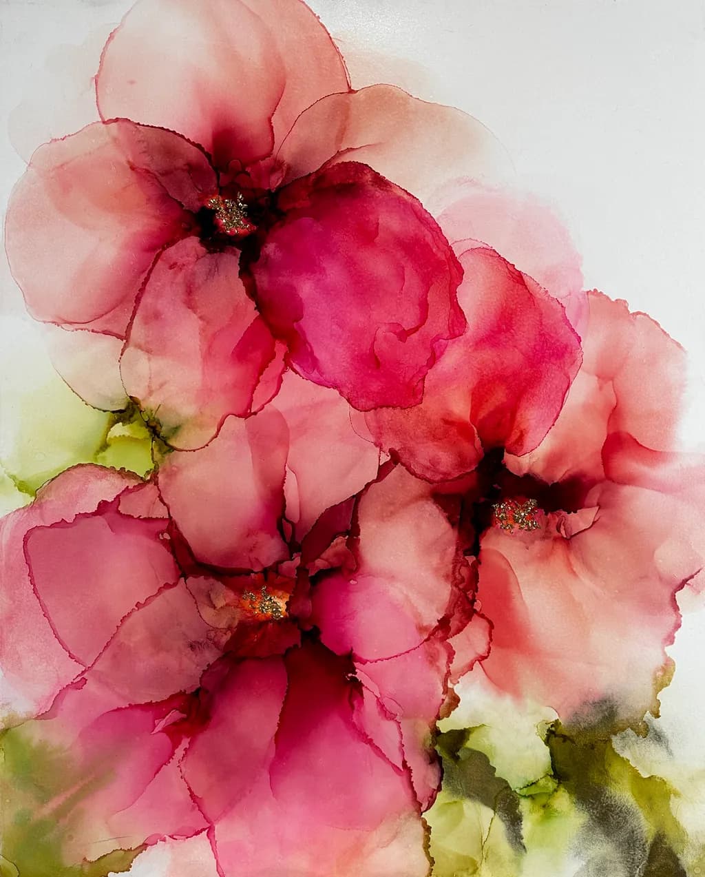 Whispers of Spring: A Vibrant Dance of Pink Blossoms in Fluid Artistry