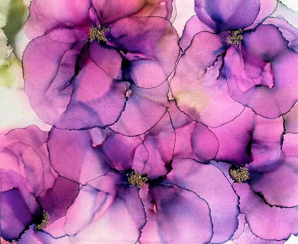 Whispers of Purple: A Delicate Floral Dance in Abstract Art
