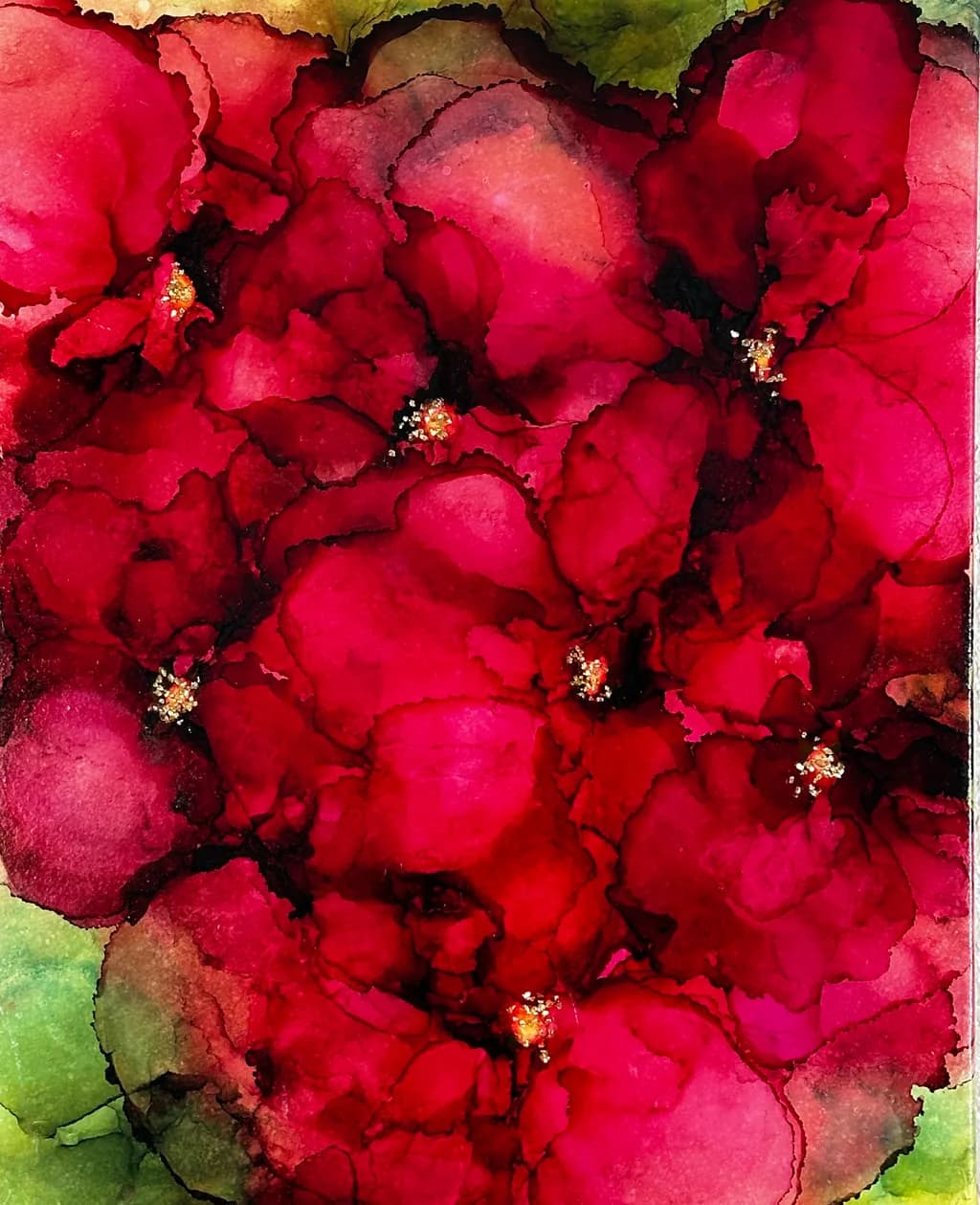 Crimson Blooms: A Vibrant Dance of Red Petals and Golden Highlights