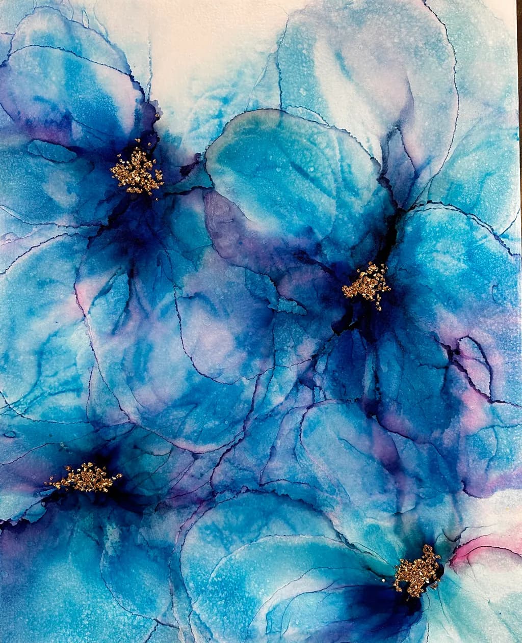 Whispers of Blue: An Elegant Floral Dance in Abstract Art