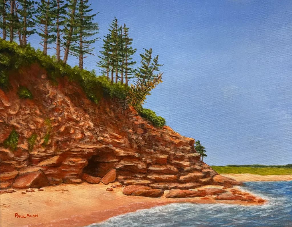 Serenity by the Shore: A Coastal Landscape of Cliffs and Pines