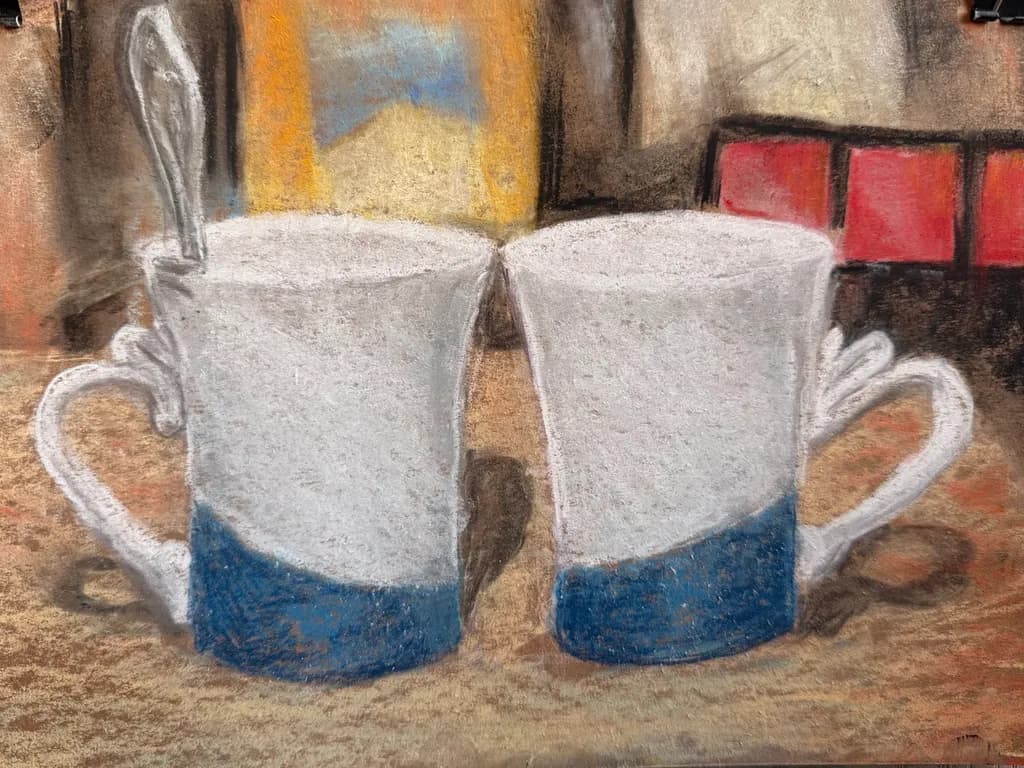 Blue-Trimmed Mugs