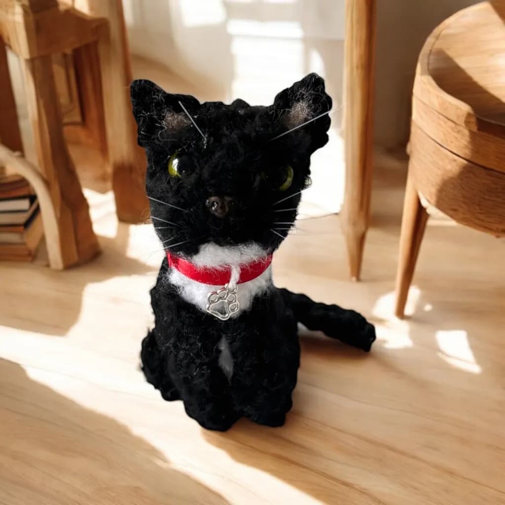 Whimsical Black Cat Sculpture: Handcrafted Charm with a Touch of Elegance