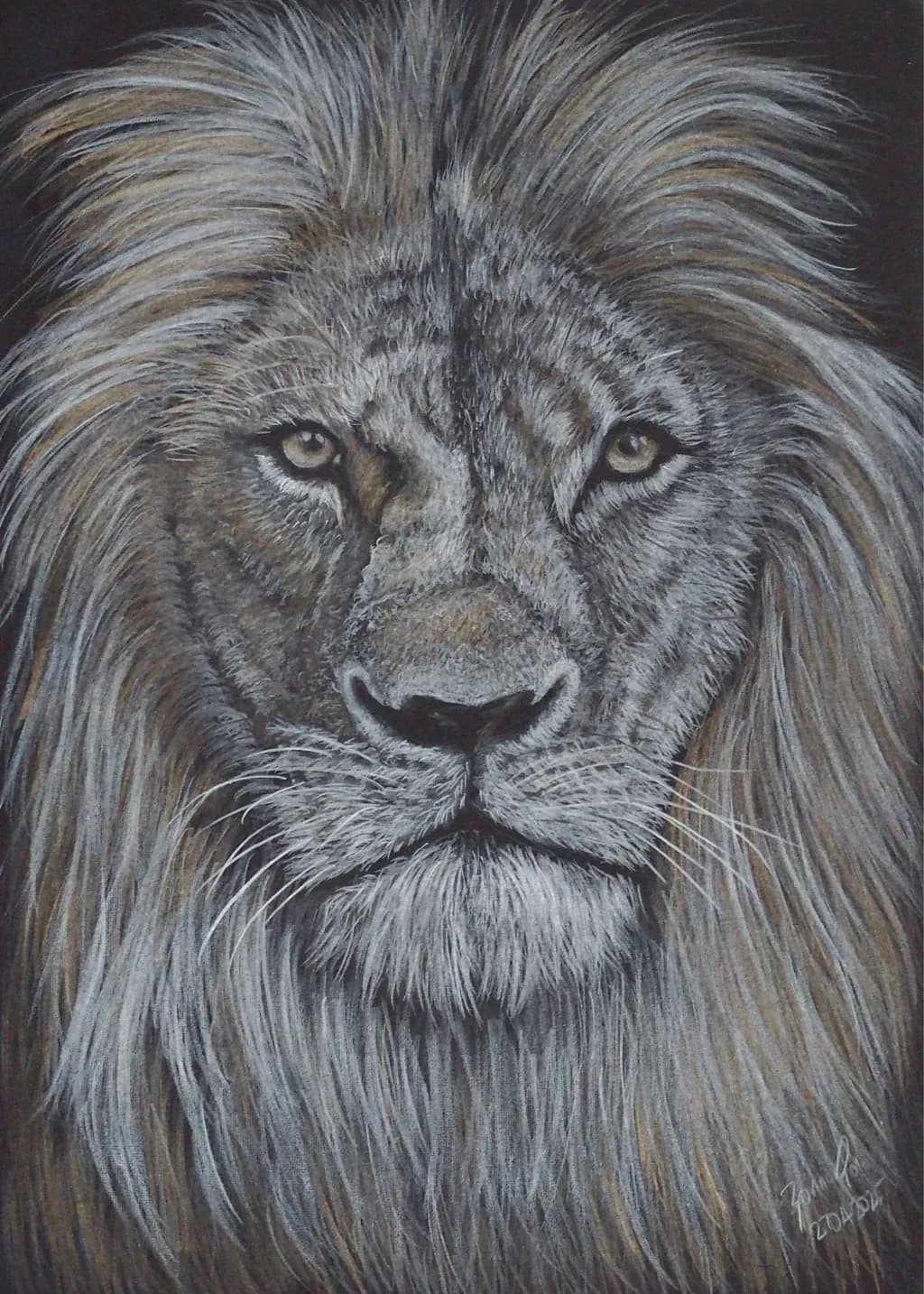 Majestic Gaze: A Realistic Portrait of a Lion's Strength and Grace