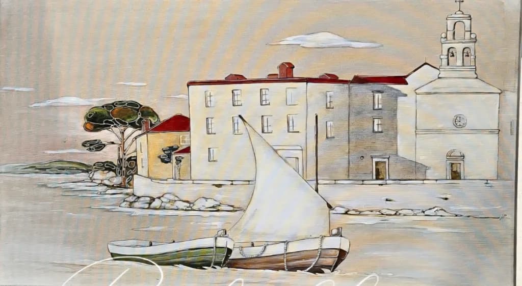 Serene Coastal Escape: A Tranquil Sailboat Journey by the Historic Shoreline