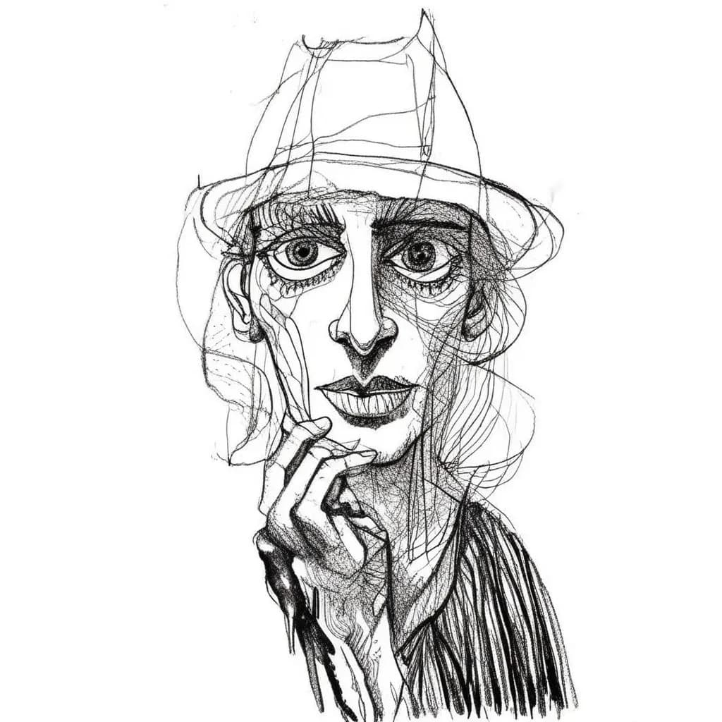 Whispers of Contemplation: A Striking Portrait in Ink and Emotion