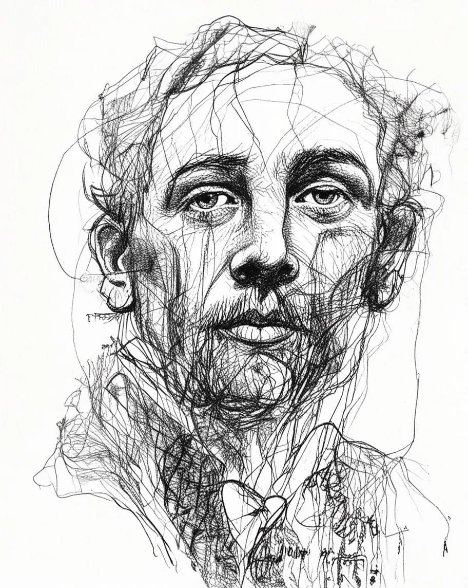 Whispers of Identity: A Captivating Line Drawing Portrait