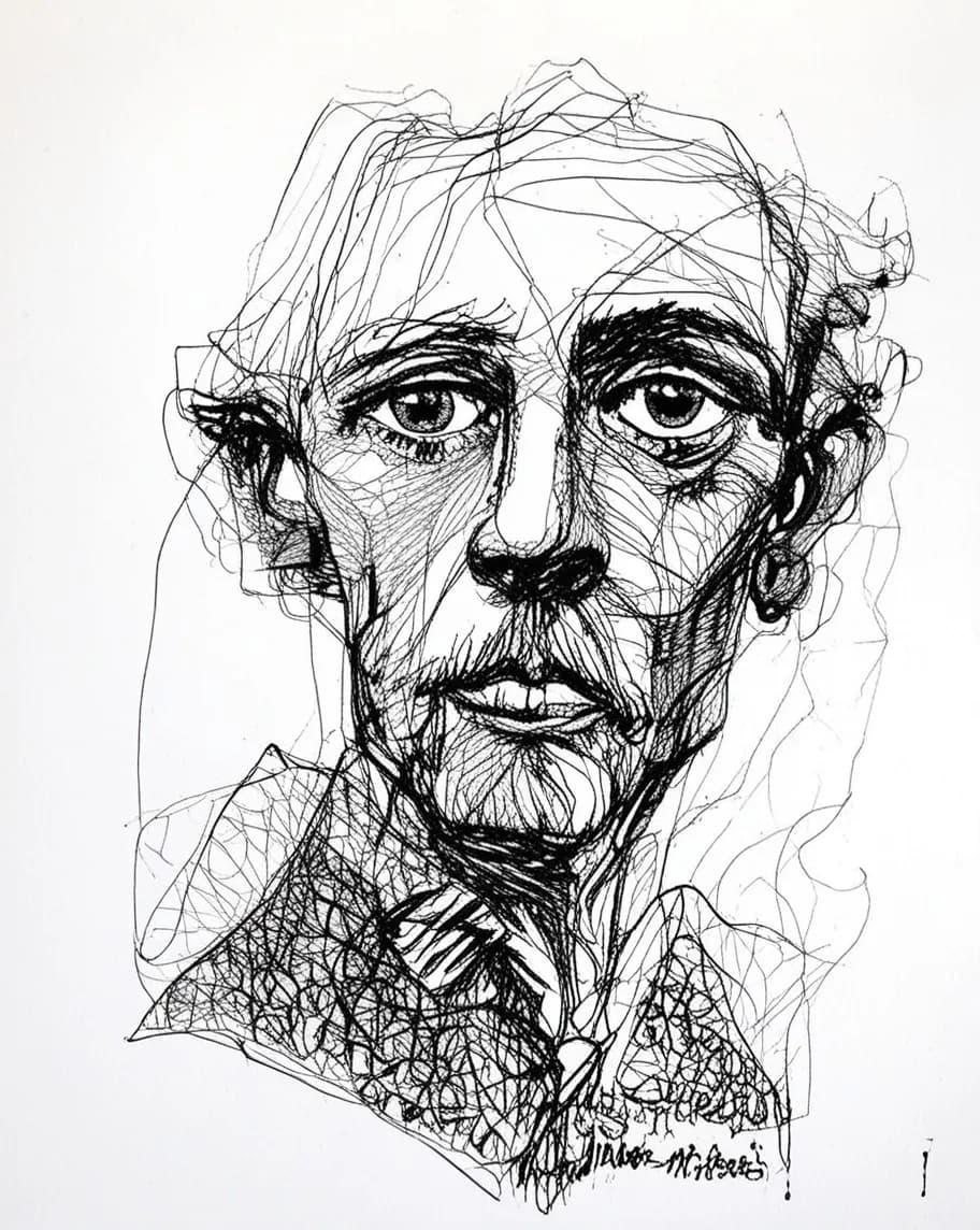Whispers of Identity: A Contemplative Line Portrait
