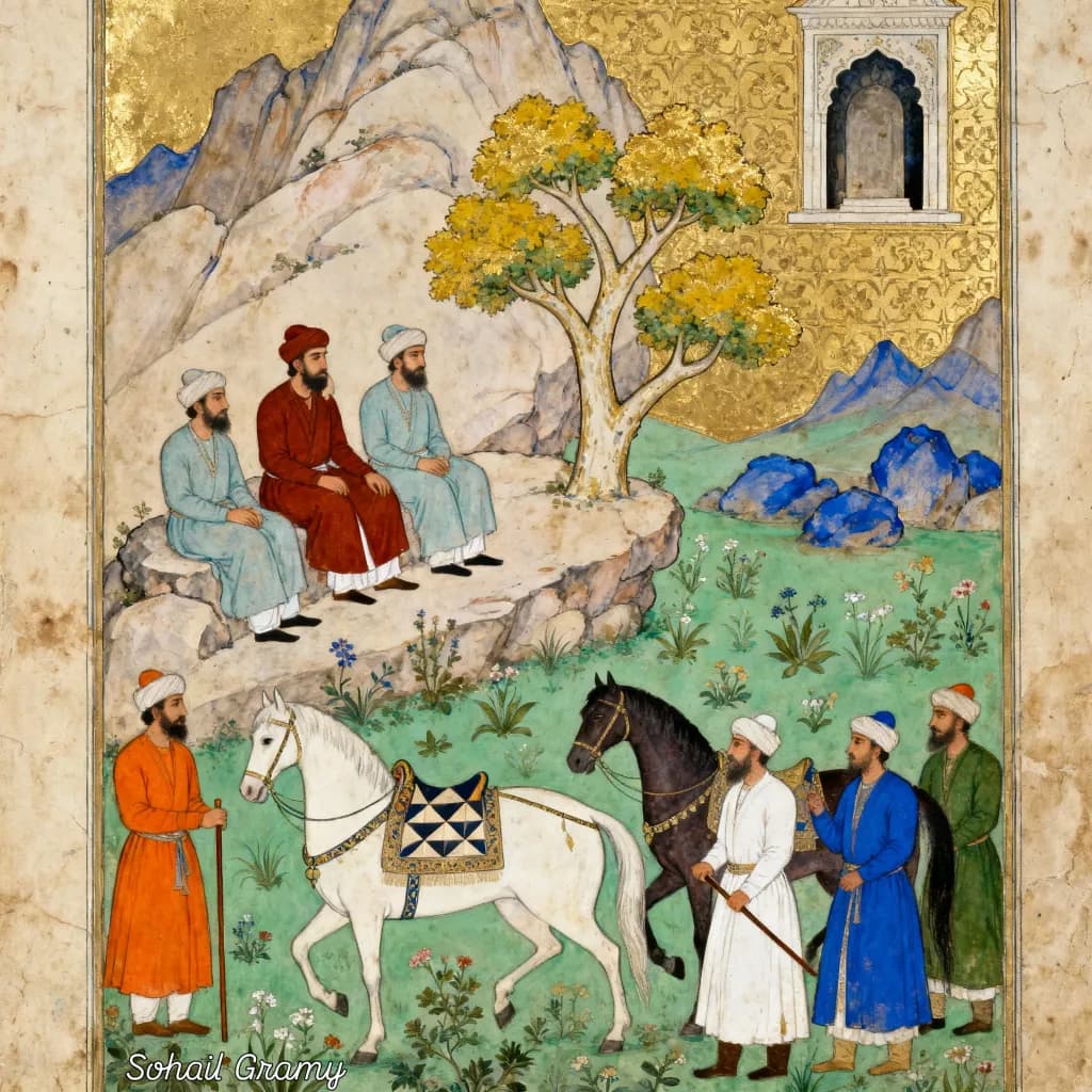 Whispers of Tradition: A Majestic Gathering in Ornate Landscape