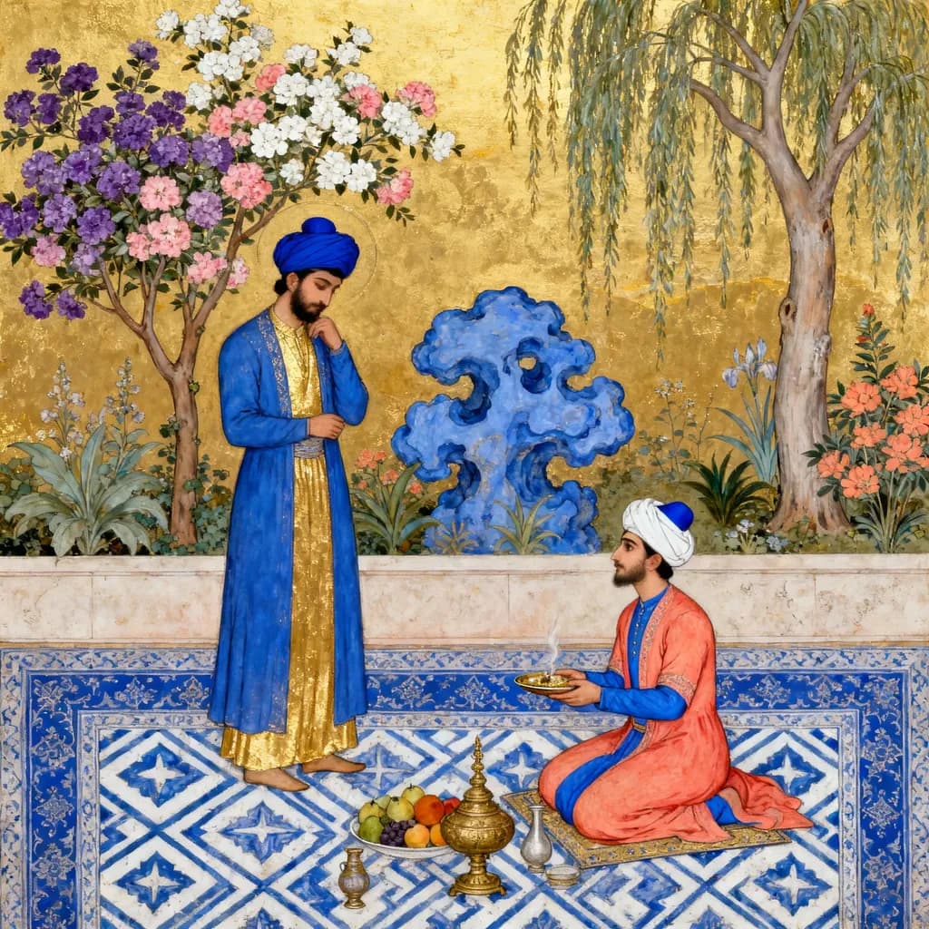 Whispers of Elegance: A Royal Encounter Amidst Blossoms and Gold