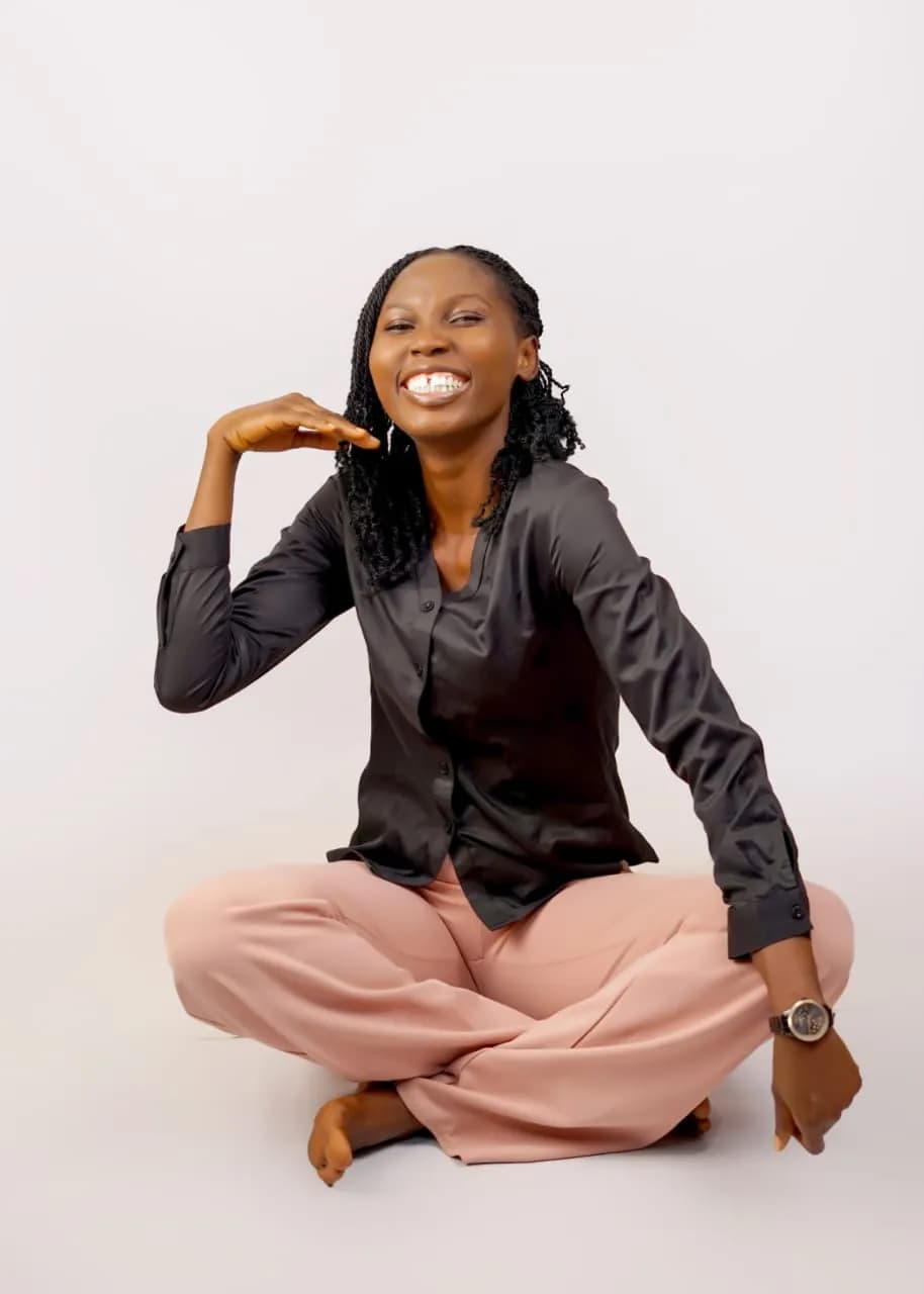 Joyful Confidence: A Playful Portrait of Style and Smile