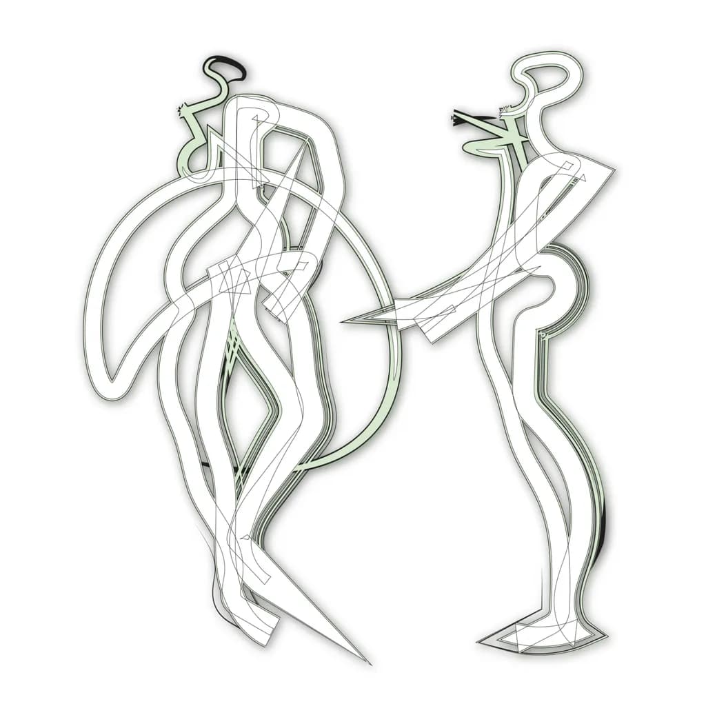 Dynamic Geometry: A Dance of Abstract Figures in Modern Lines