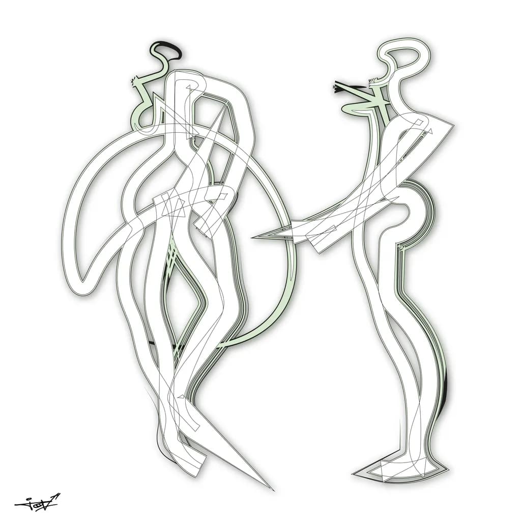 Ethereal Connections: A Dance of Abstract Forms and Lines