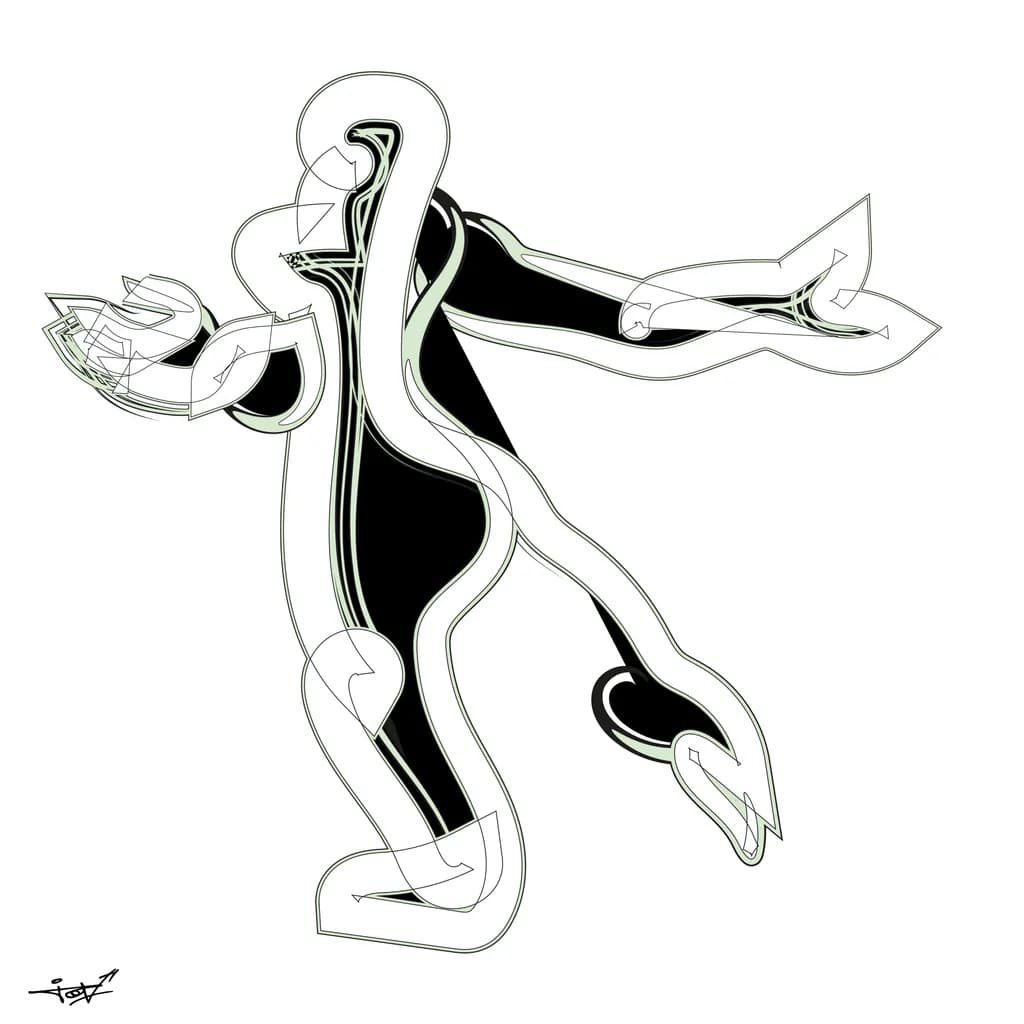 Fluid Harmony: An Abstract Dance of Black and White Lines