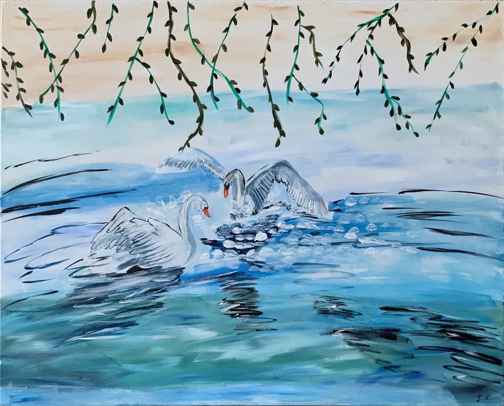 Swans Beneath the Willow