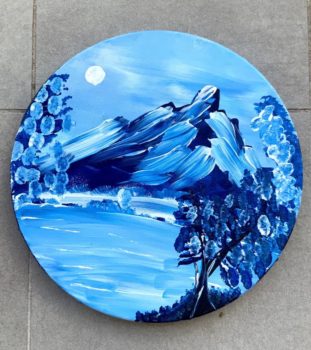 Whispers of the Blue Mountain: A Serene Landscape in Shades of Azure