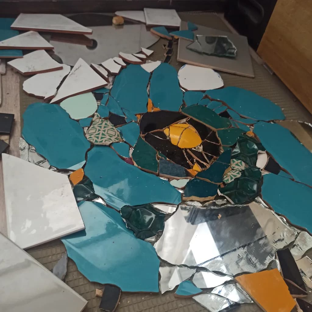 Fragmented Harmony: A Mosaic of Color and Reflection