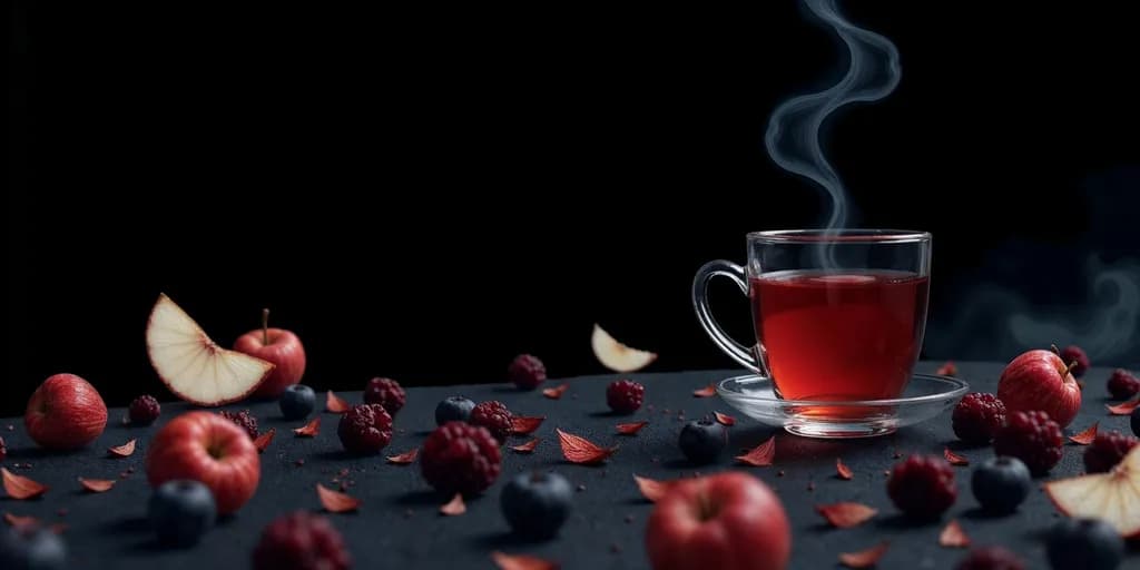 Steaming Serenity: A Cozy Cup of Berry Infusion Amidst Autumn's Bounty