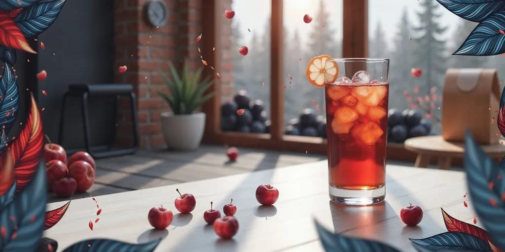 Refreshing Cherry Bliss: A Serene Moment Captured in a Cozy Setting