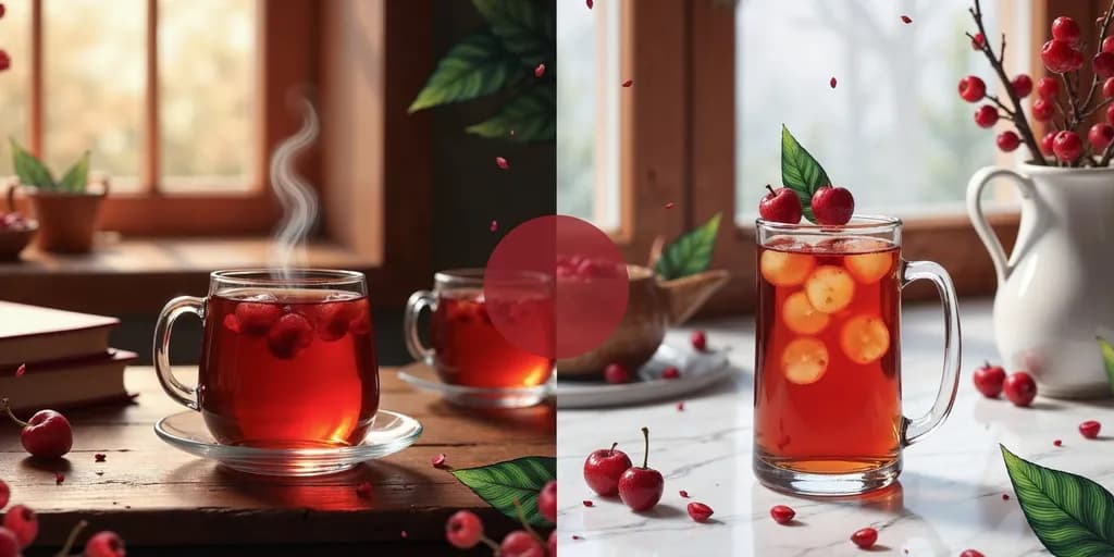 Cherry Bliss: A Dual Delight in Warm and Chilled Infusions