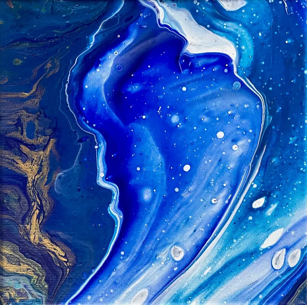 Oceanic Whispers: A Dance of Blue and Gold in Abstract Harmony