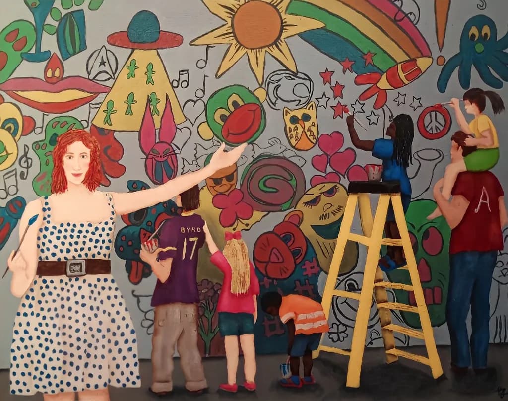 "Vibrant Expressions: A Community's Colorful Collaboration in Art"