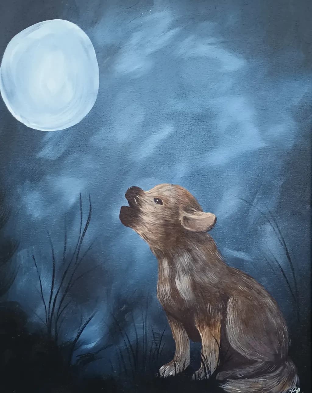 Moonlit Howl: A Dog's Serenade Under the Night Sky