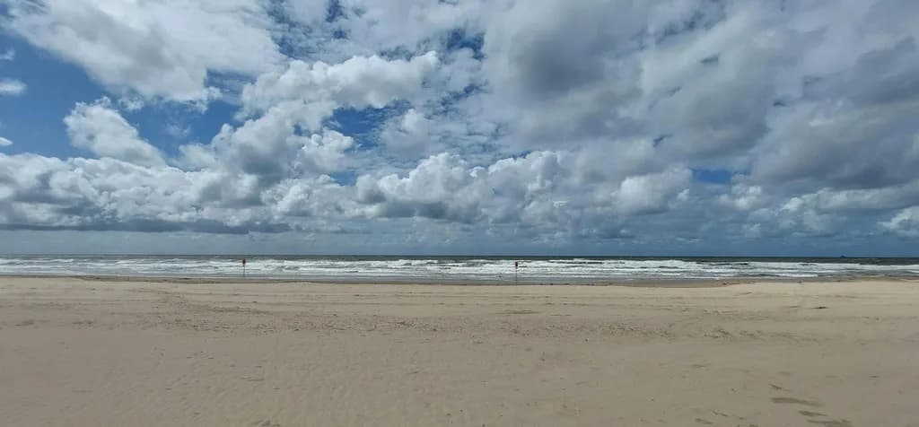 Serenity by the Shore: A Tranquil Beachscape Under a Cloudy Sky