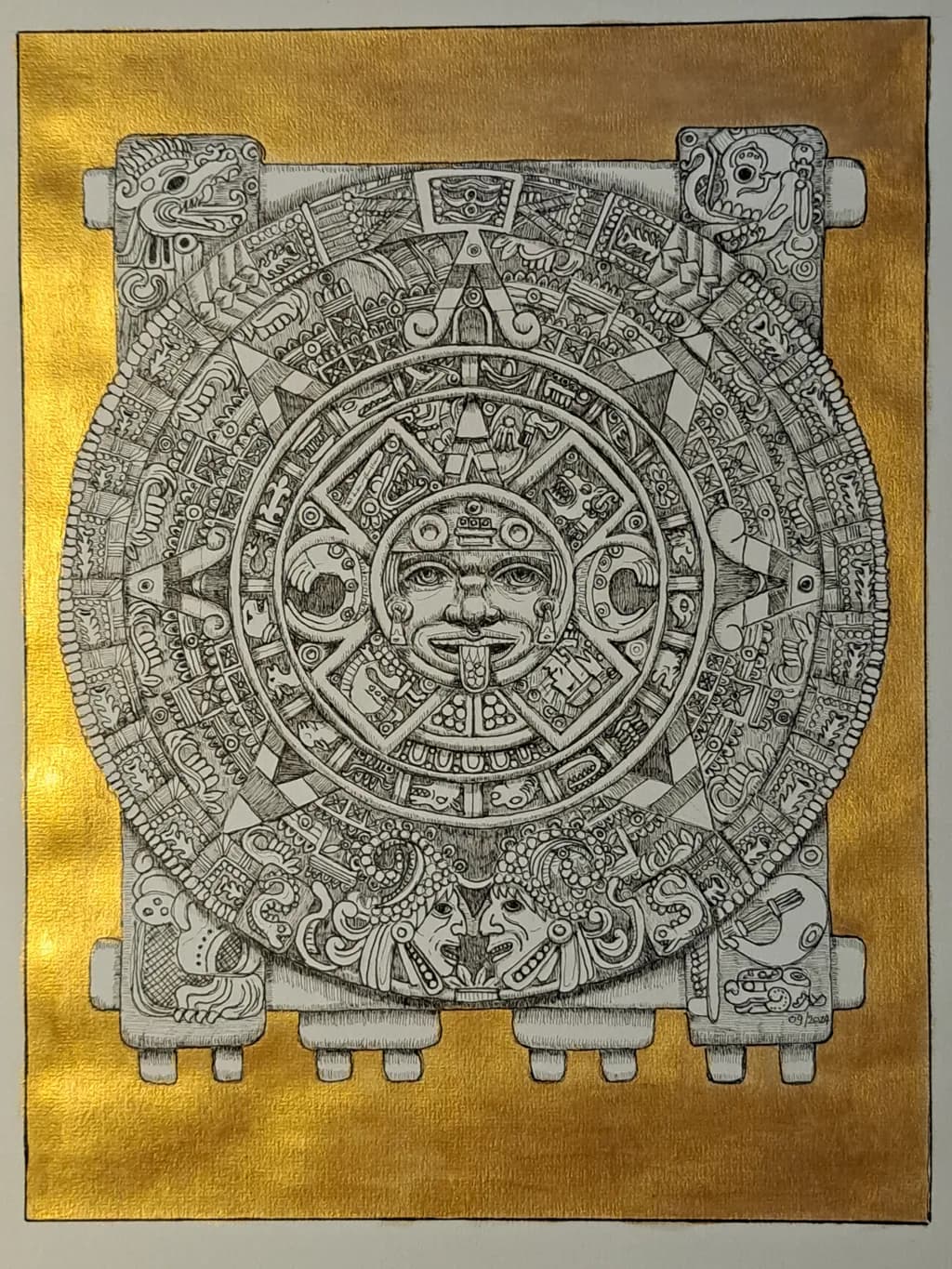 Aztec Calendar Art by Yves De Vocht