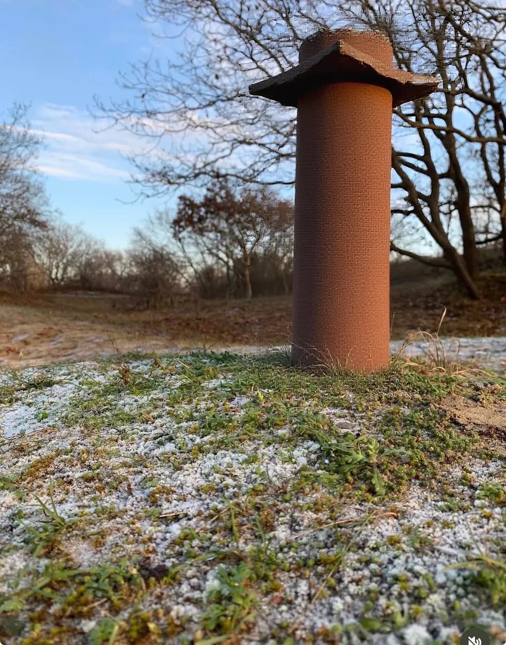 Rust Column in Frosted Field
