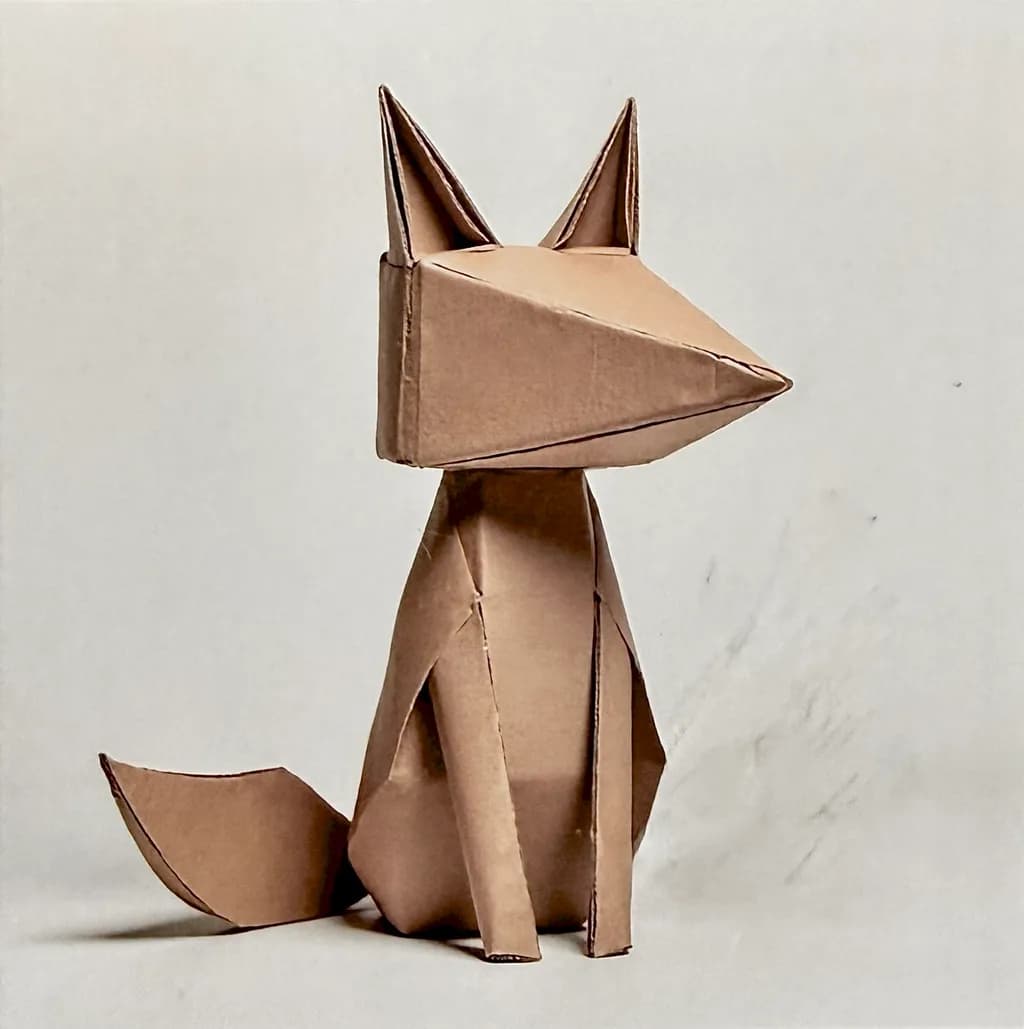 Cardboard Fox Sculpture