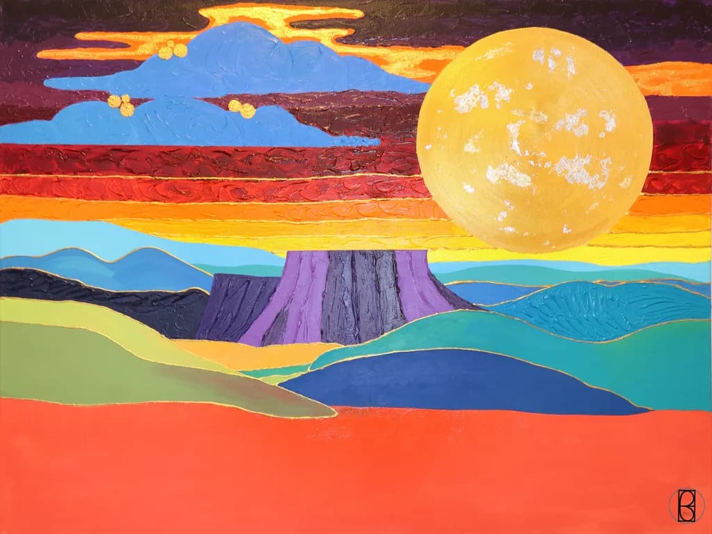 Sunset Serenade: A Whimsical Journey Through Colorful Landscapes and Golden Horizons